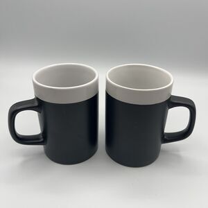 Pier 1 Imports Set Of 2 Black & White Ceramic Coffee Mugs
